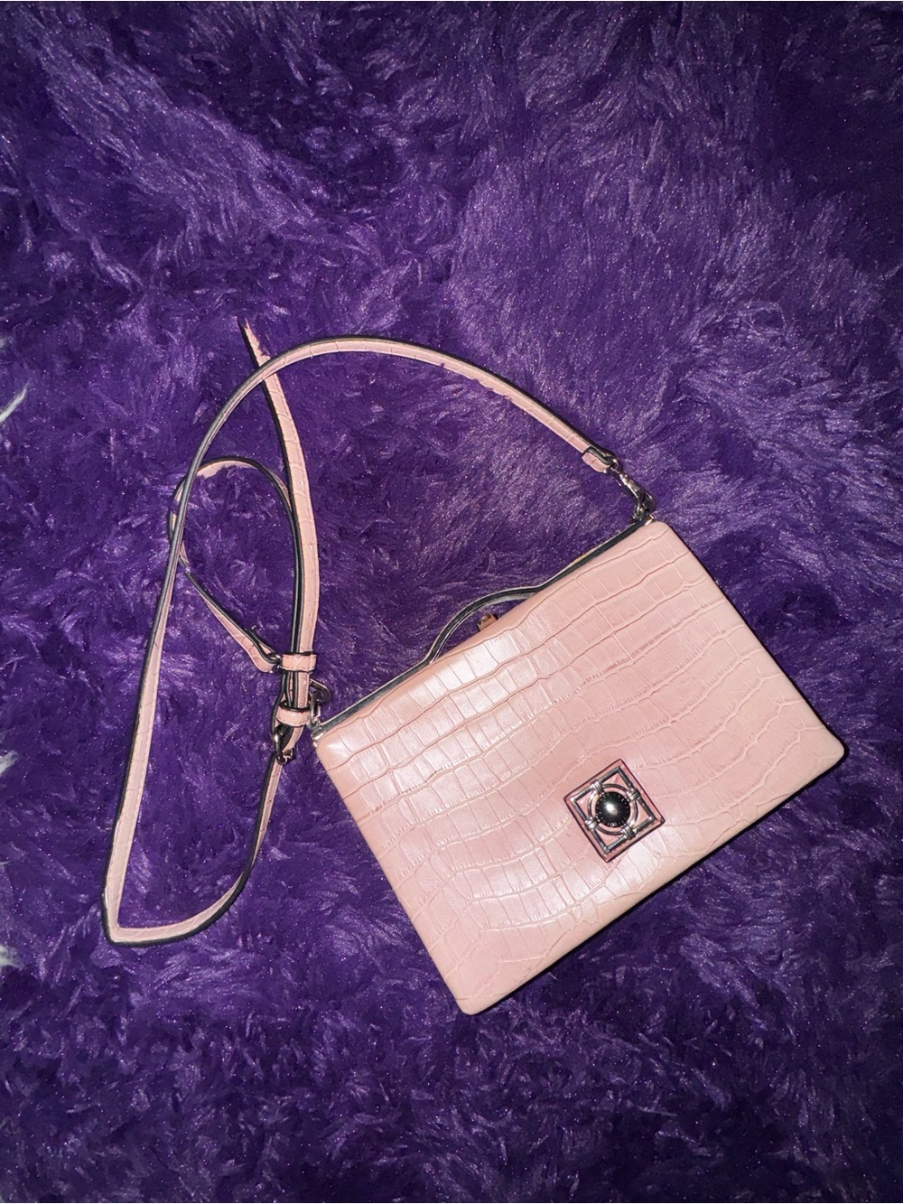 pink faux snakeskin clutch crossbody